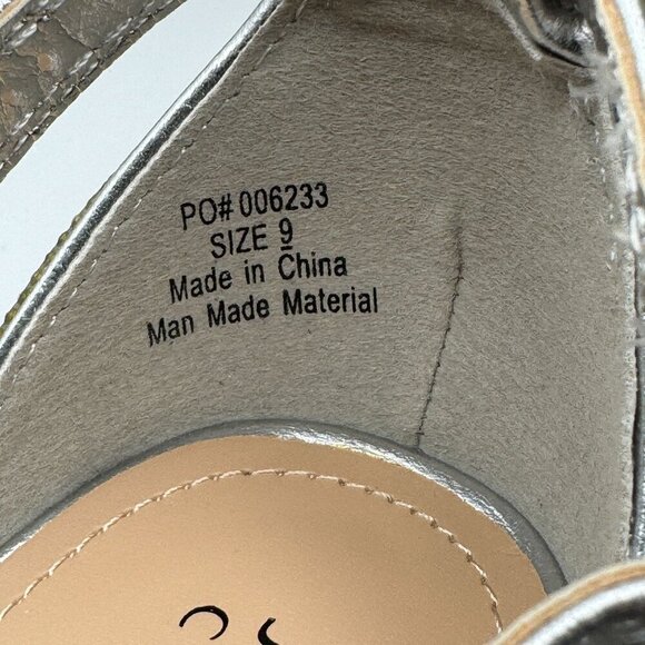 Journee Womens Idda Rhinestone Silver Textile High Block Heel Sandals Size 9 - Picture 9 of 10